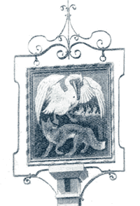 Details of signboard at the Fox and Pelican inn