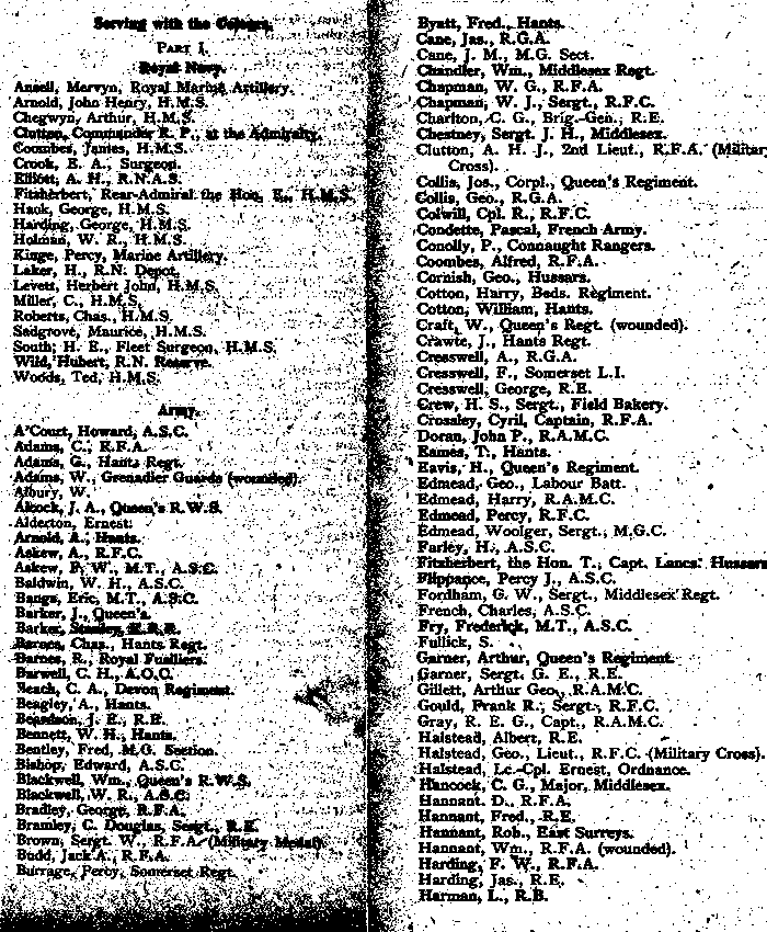 Grayshott Roll of Honour